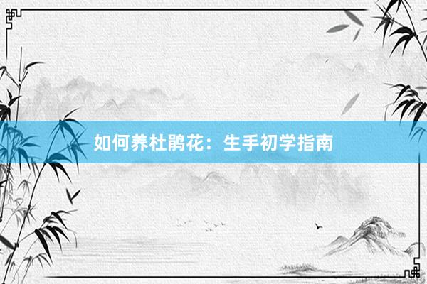 如何养杜鹃花:生手初学指南